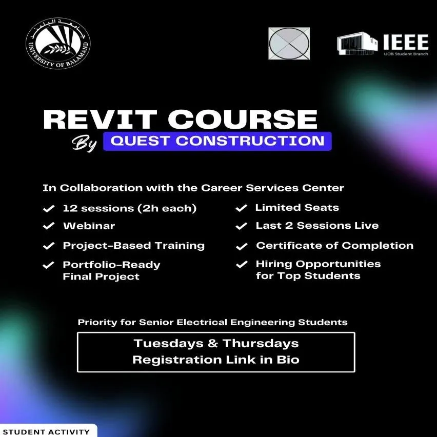 Poster for Revit Course by Quest Construction